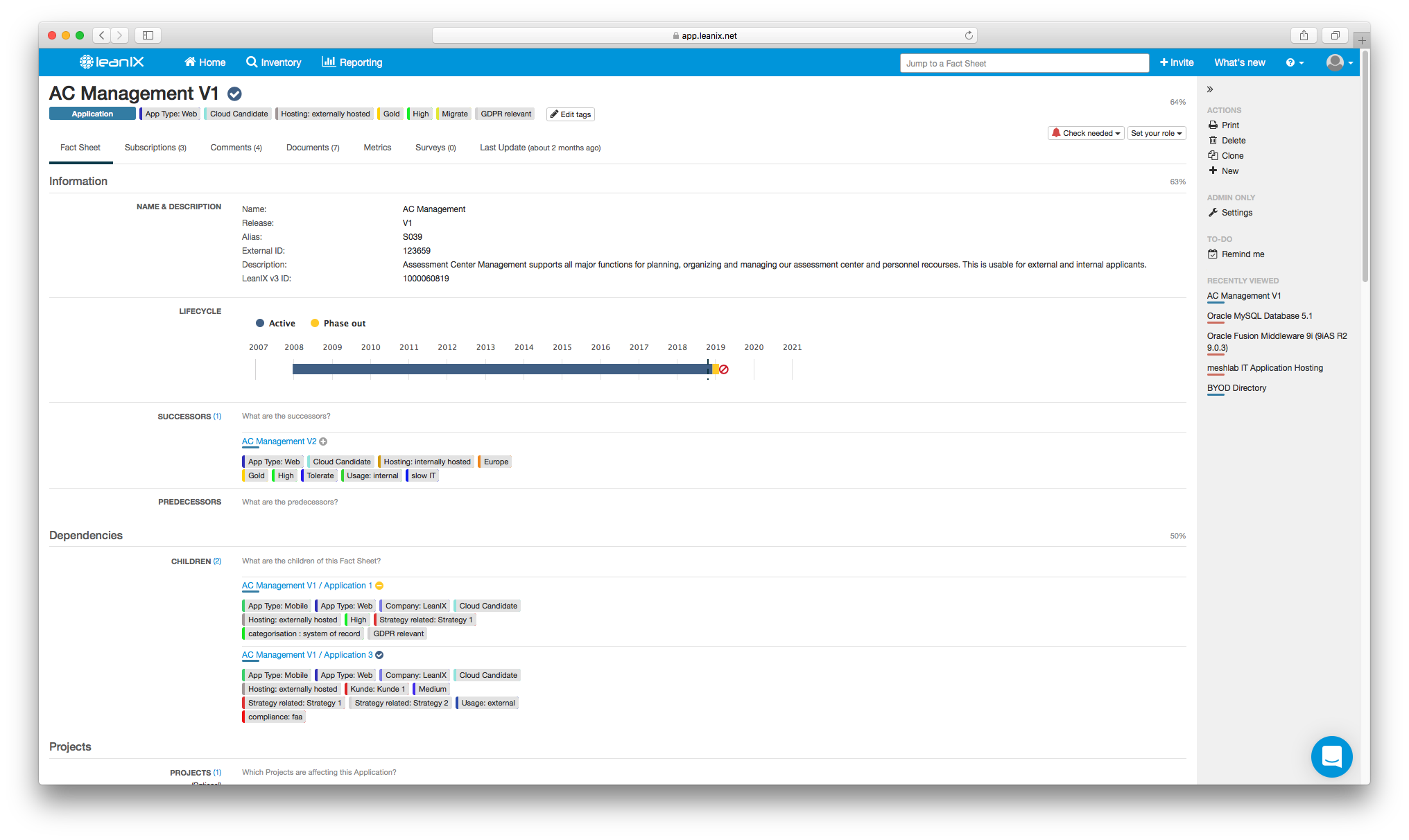 Fact Sheets in LeanIX