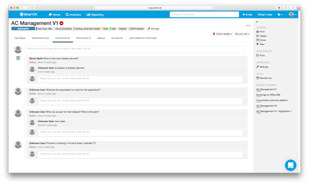 Enterprise Architecture Comments LeanIX