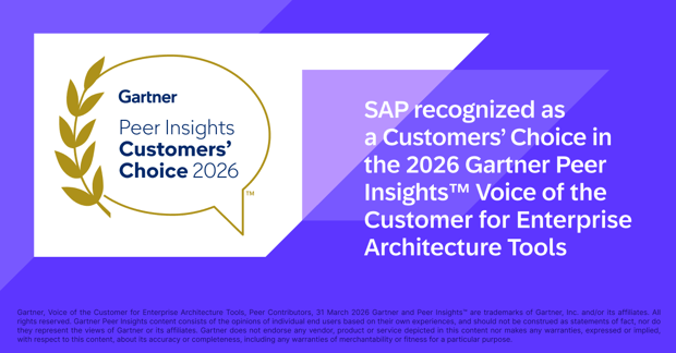 SAP recognized as a Customers' Choice in the 2026 Gartner Peer Insights™ Voice of the Customer for Enterprise Architecture Tools