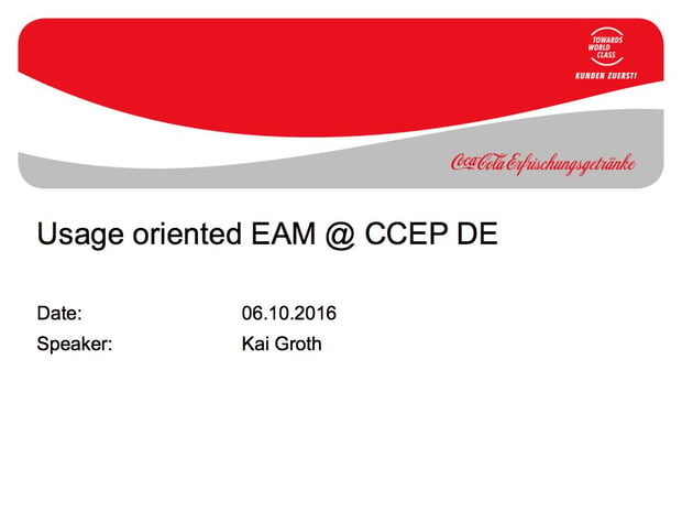 Usage oriented EAM @ CCEP
