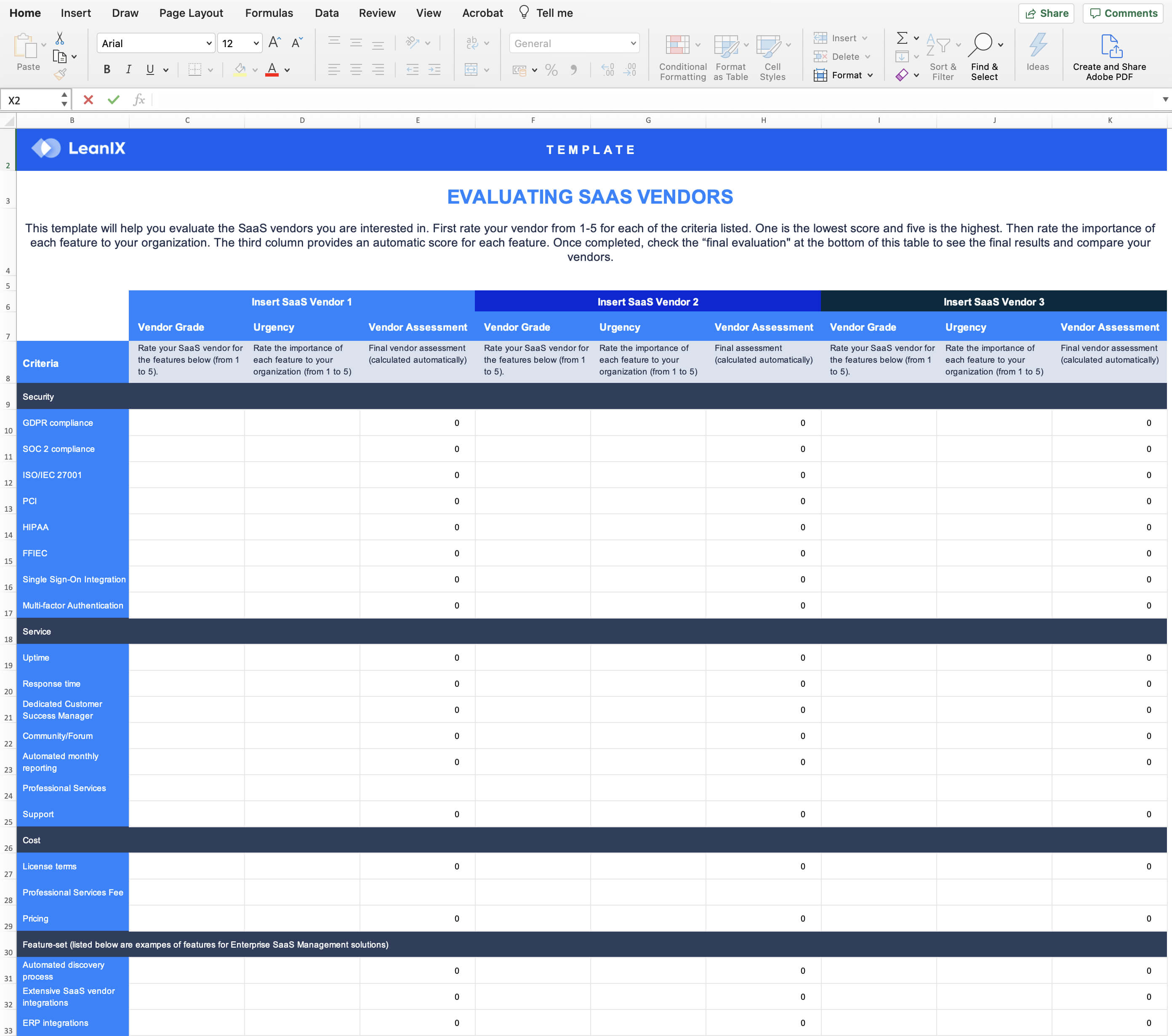 SaaS Vendor Evaluation Template