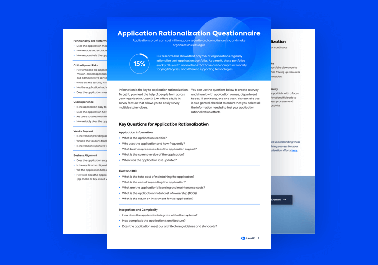 Application Rationalization Questionnaire: FAQs Template LeanIX