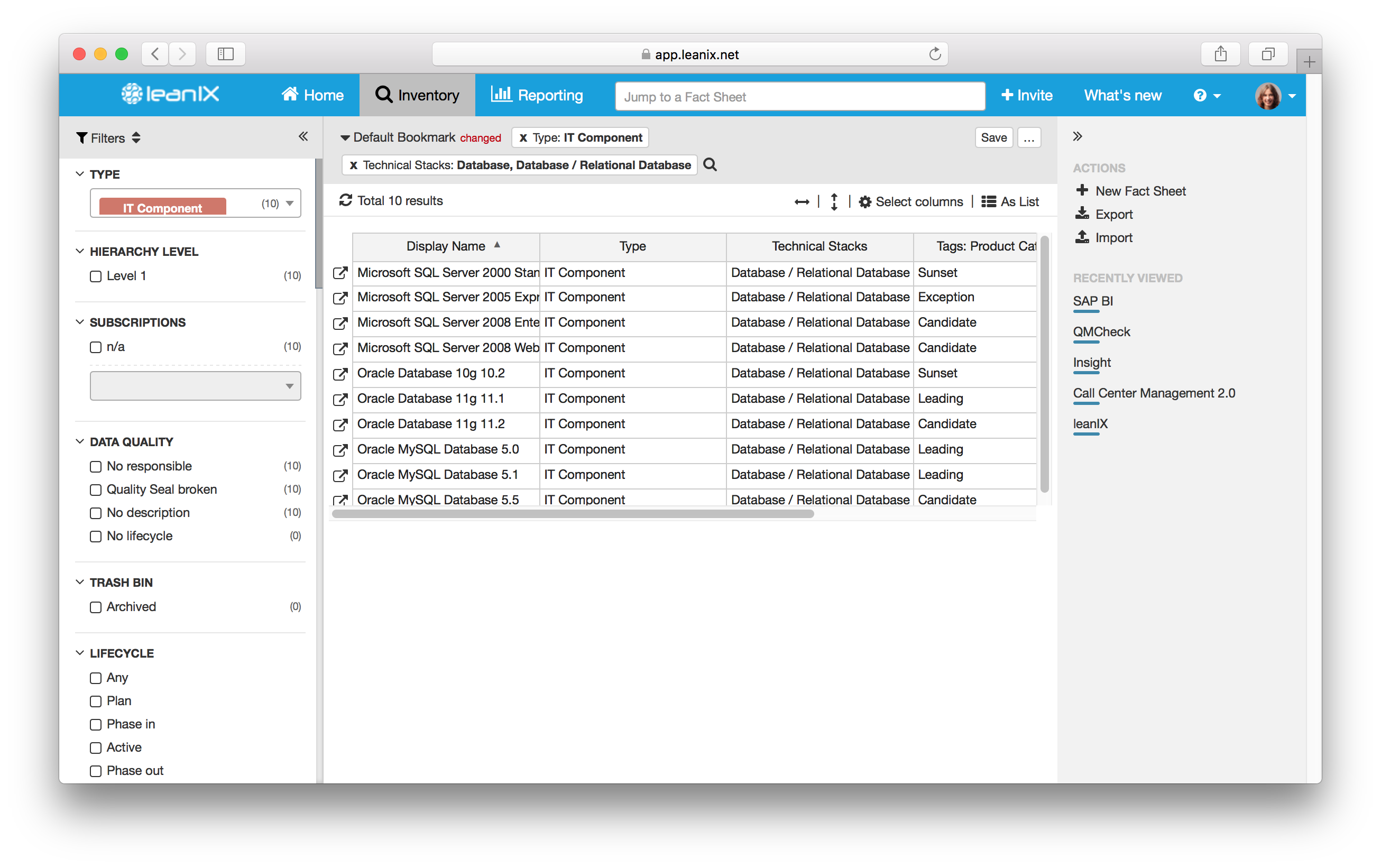 Assess software versions in use for technology risk assessment