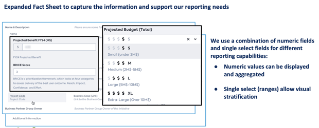 Expanded Fact Sheet to capture the information and support our reporting needs