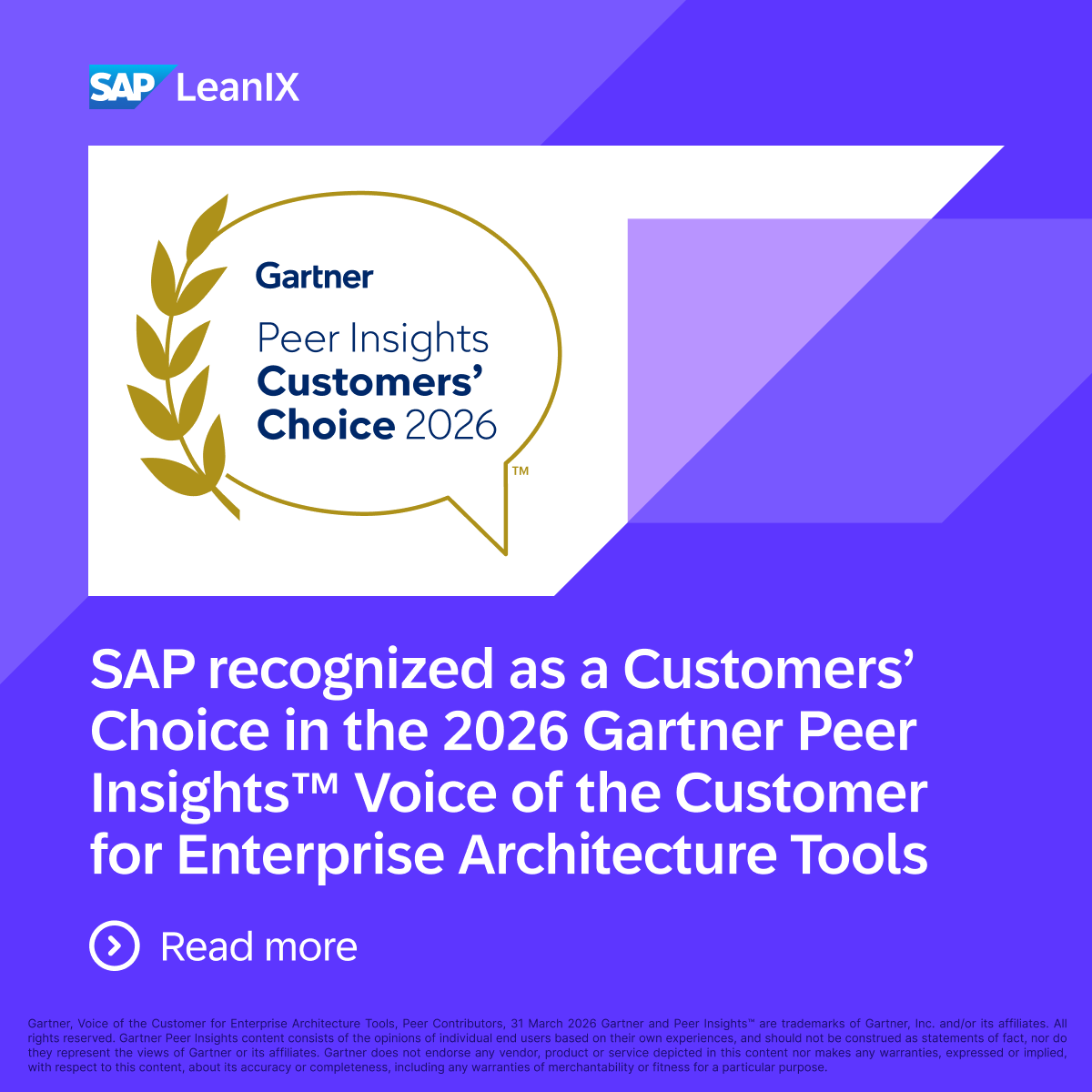 SAP recognized as a Customers' Choice in the 2026 Gartner Peer Insights™ Voice of the Customer for Enterprise Architecture Tools